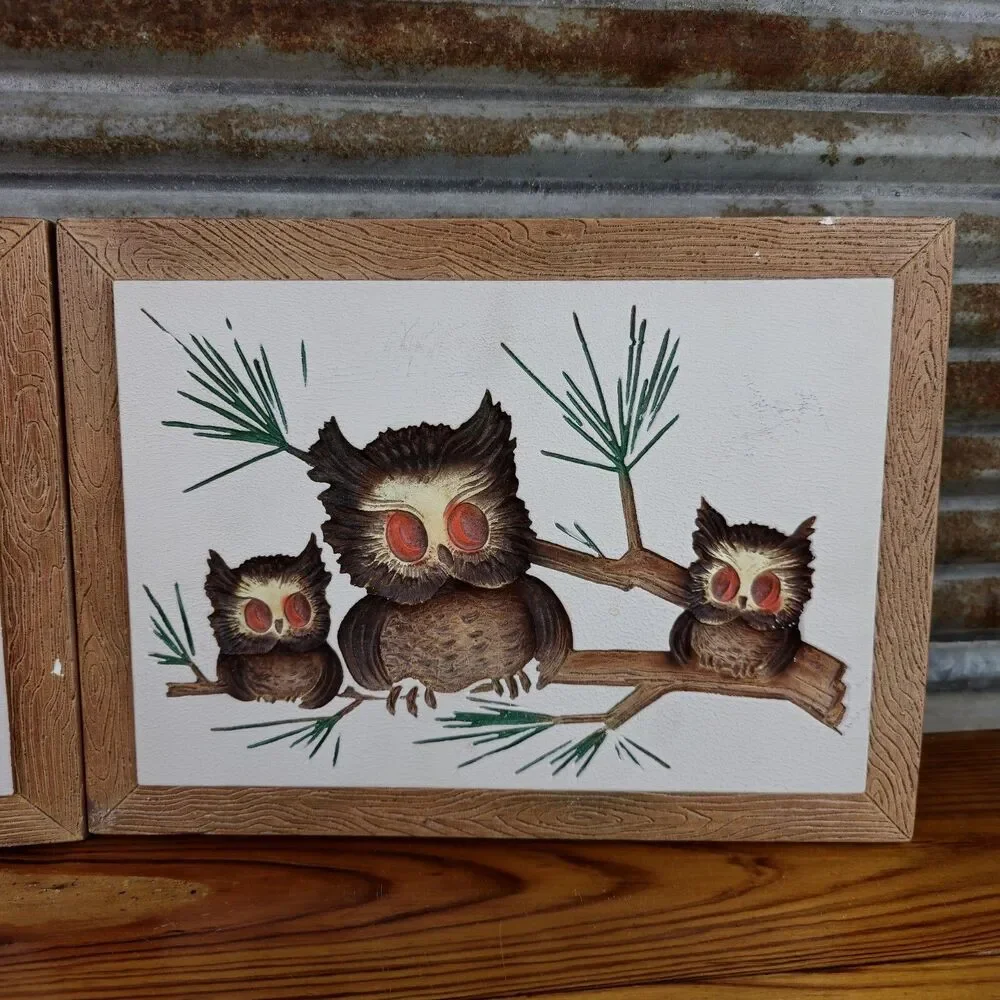 Vintage Owl Wall Plaque Plaster Chalk Ware by Modern Art Co ‘73; Vtg Home Decor